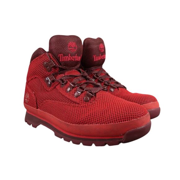 Timberland Shoes Mens 8.5 Hiking Boot EuroTrail Outdoor Sport Red Active Lace Up - Picture 1 of 13